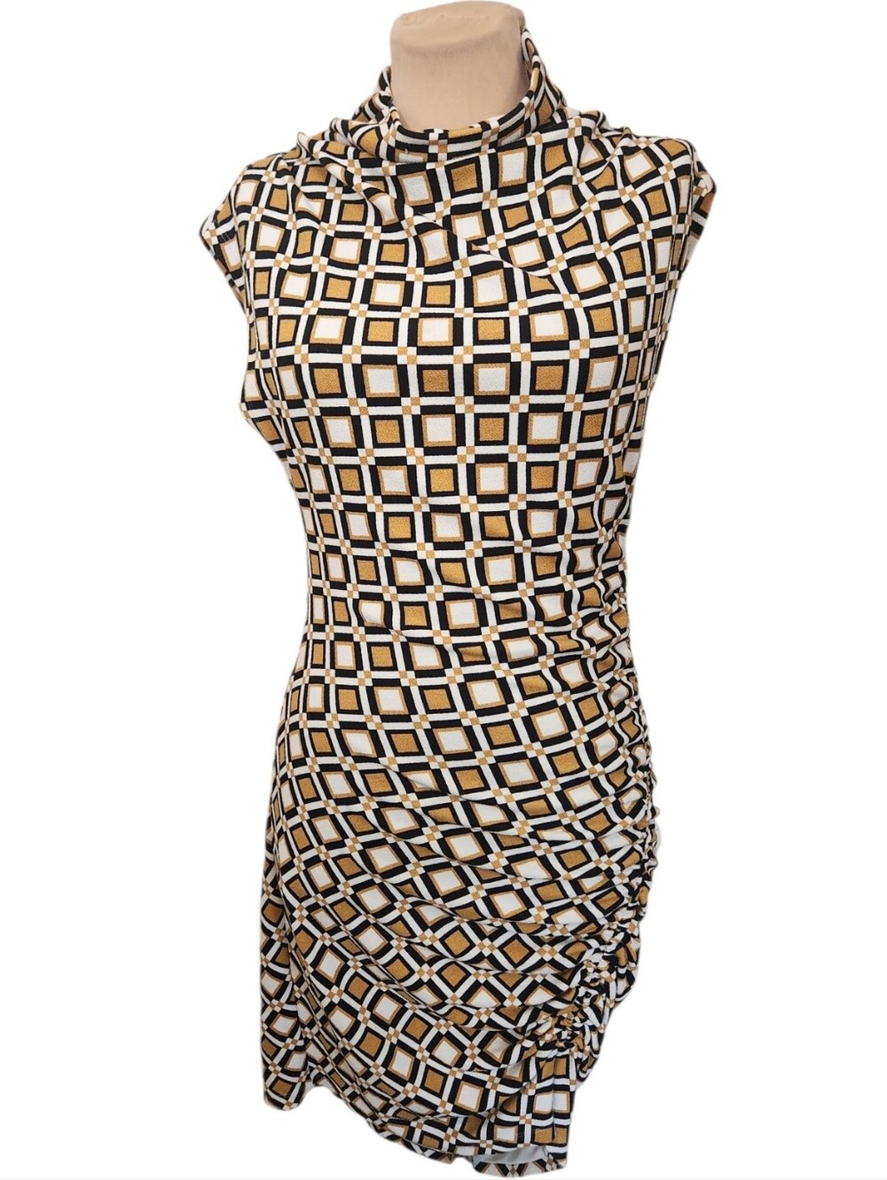 ANTHROPOLOGIE Maya Cowl Neck Geometric Print Pencil Dress - Size M - Picture 3 of 16